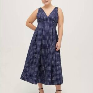 Hill House Blue and White Polka Dot Midi Dress